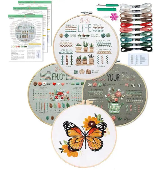 CraftHoop 4-Set Starter Embroidery & Patterned Kit