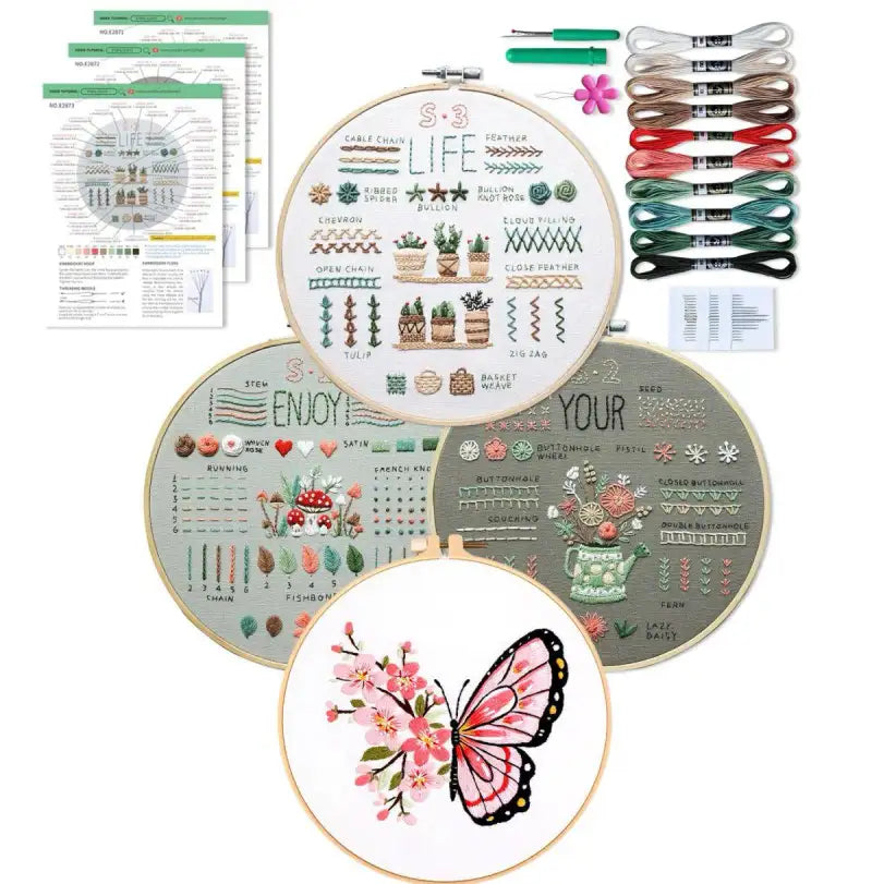 CraftHoop 4-Set Starter Embroidery & Patterned Kit