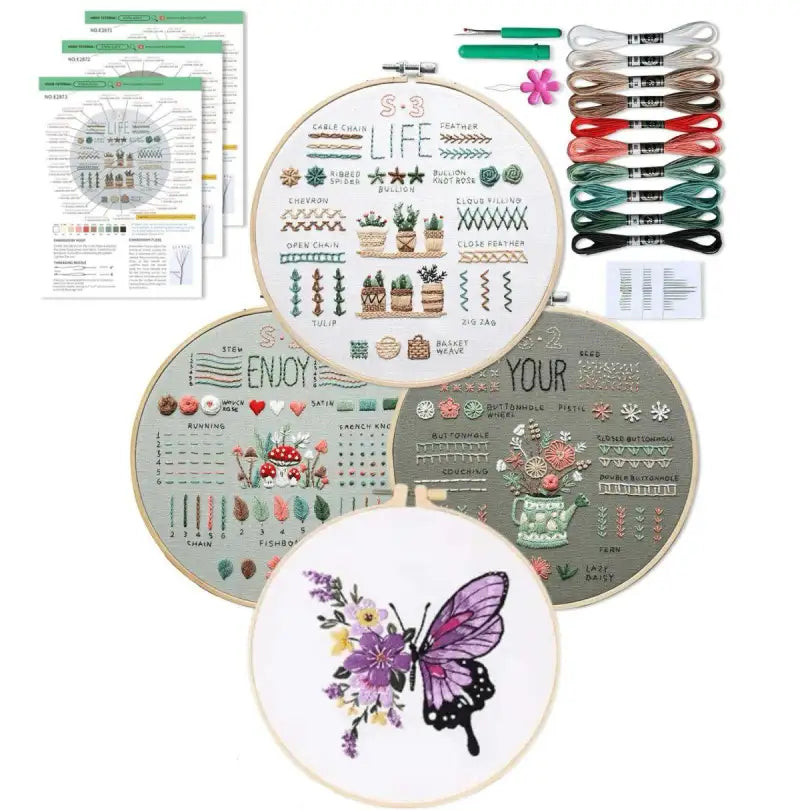 CraftHoop 4-Set Starter Embroidery & Patterned Kit