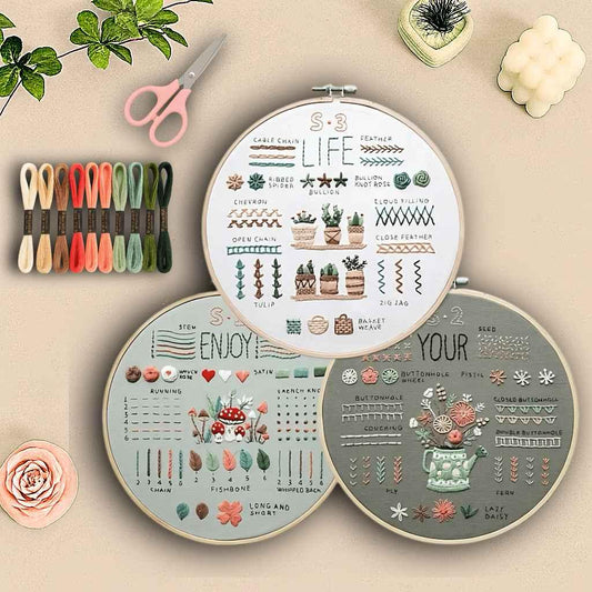 CraftHoop 3-Set Beginner Embroidery Kits