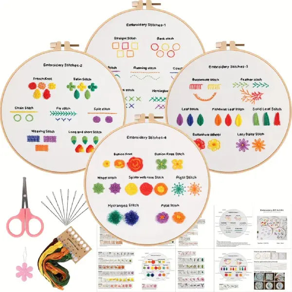 CraftHoop 4-Set Bright Stitch Sampler for Beginners