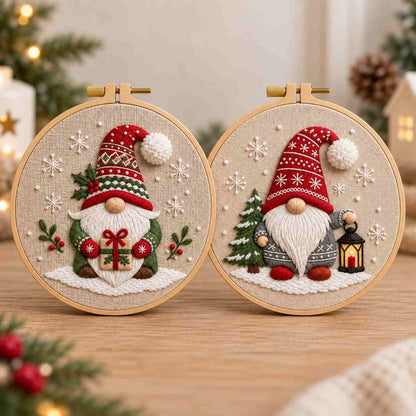CraftHoop Christmas Gnomes Embroidery Kit