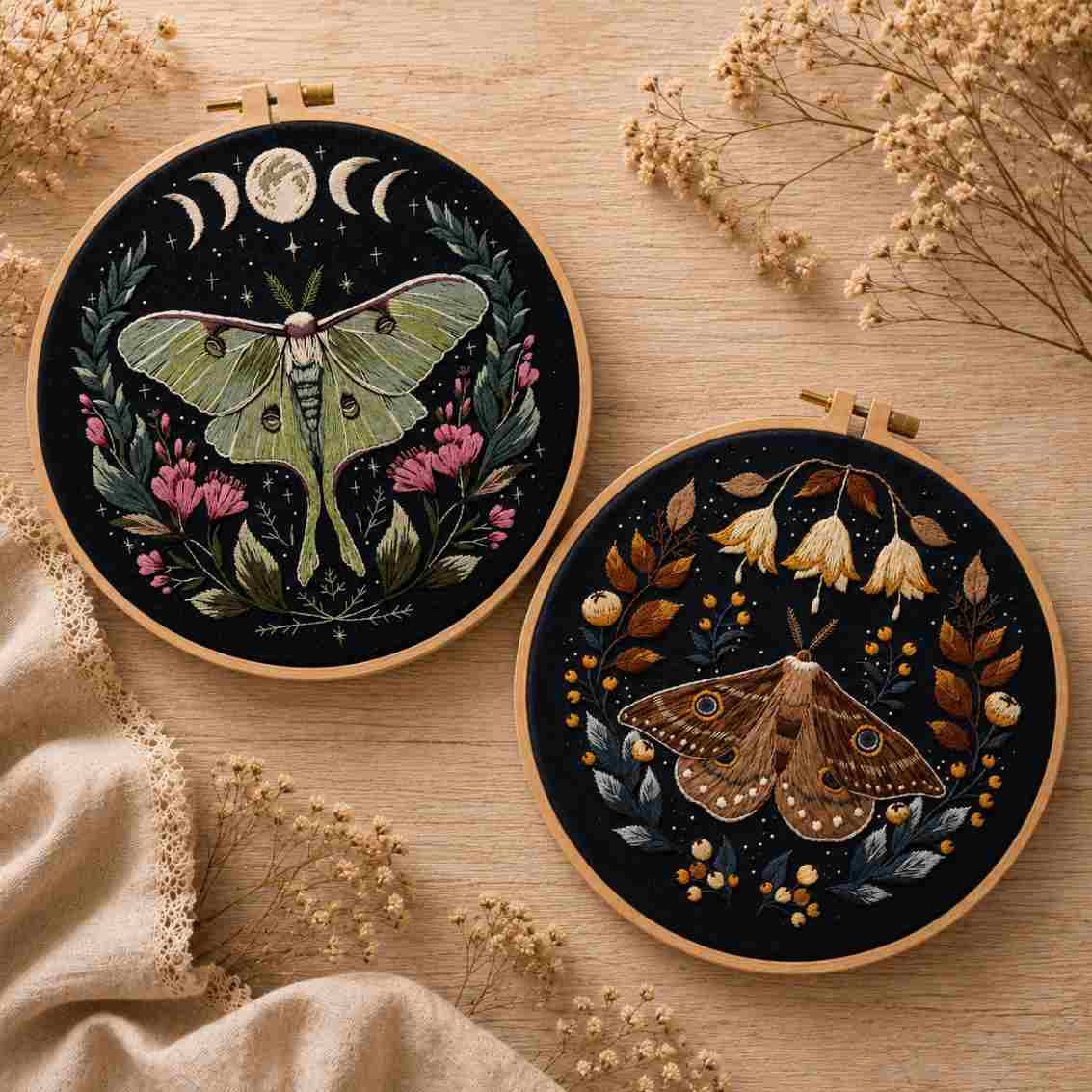 CraftHoop Moonlight Bugs Embroidery Kit