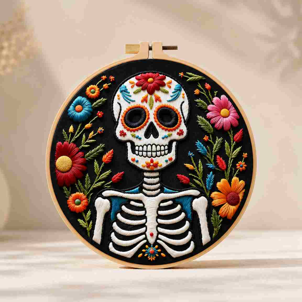 CraftHoop Floral Skeleton Embroidery Kit