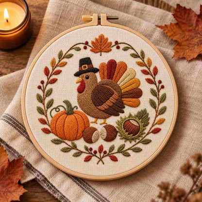 CraftHoop Happy Thanksgiving Embroidery Kit