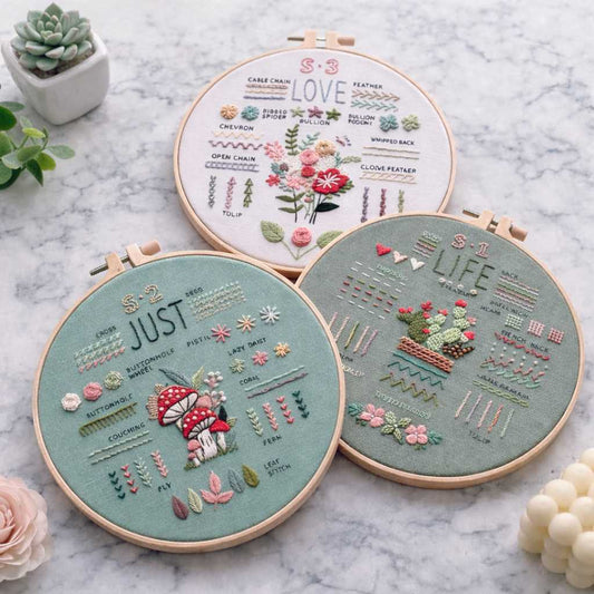 CraftHoop 3-Piece Learn & Stitch Embroidery Starter Kit