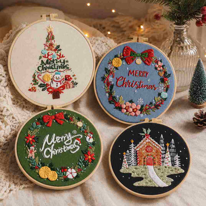 CraftHoop Festive Christmas 4-Piece Embroidery Kit