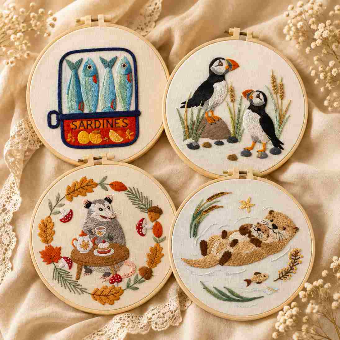 CraftHoop Woodland Friends 3-Piece Embroidery Kit