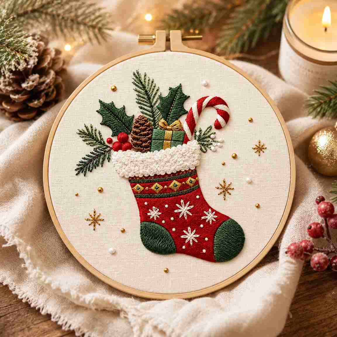 CraftHoop Christmas Treasures Embroidery Kit