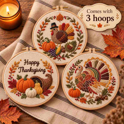CraftHoop Happy Thanksgiving Embroidery Kit