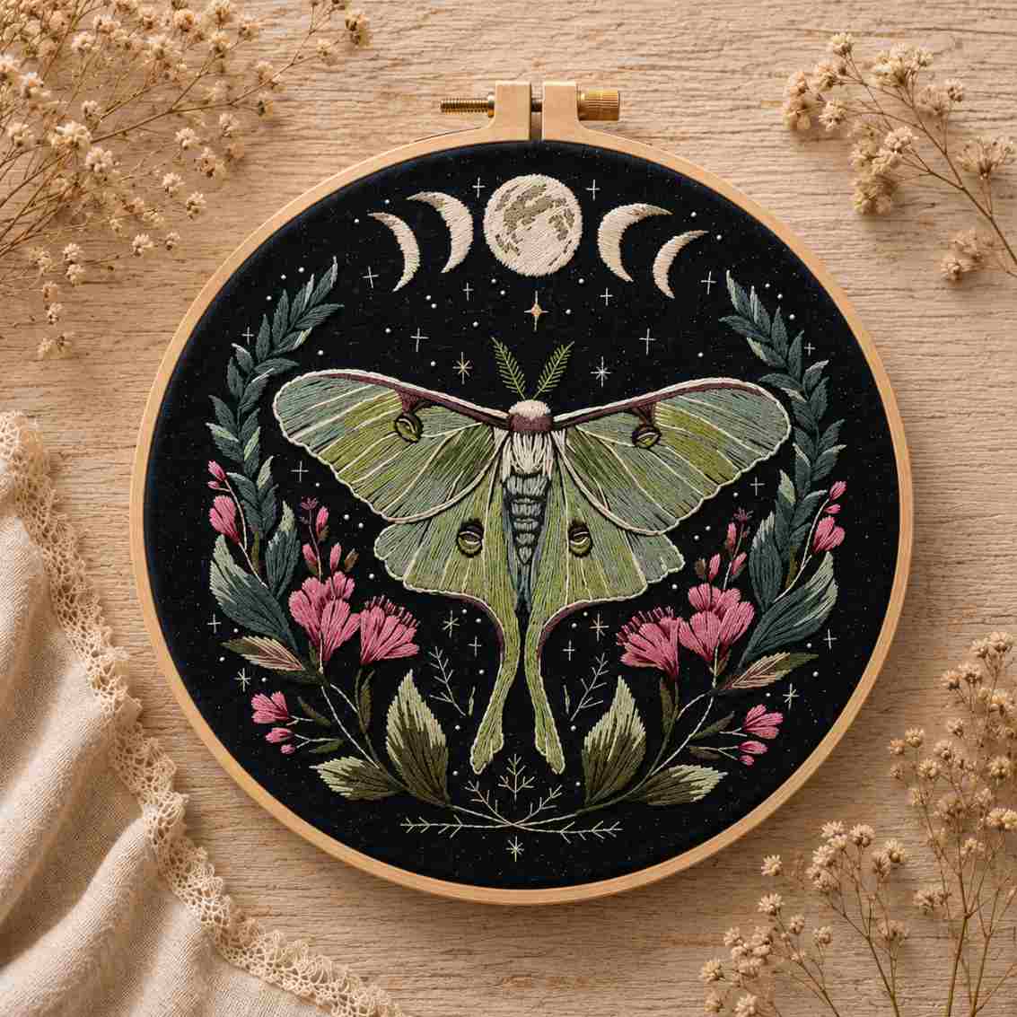 CraftHoop Moonlight Bugs Embroidery Kit