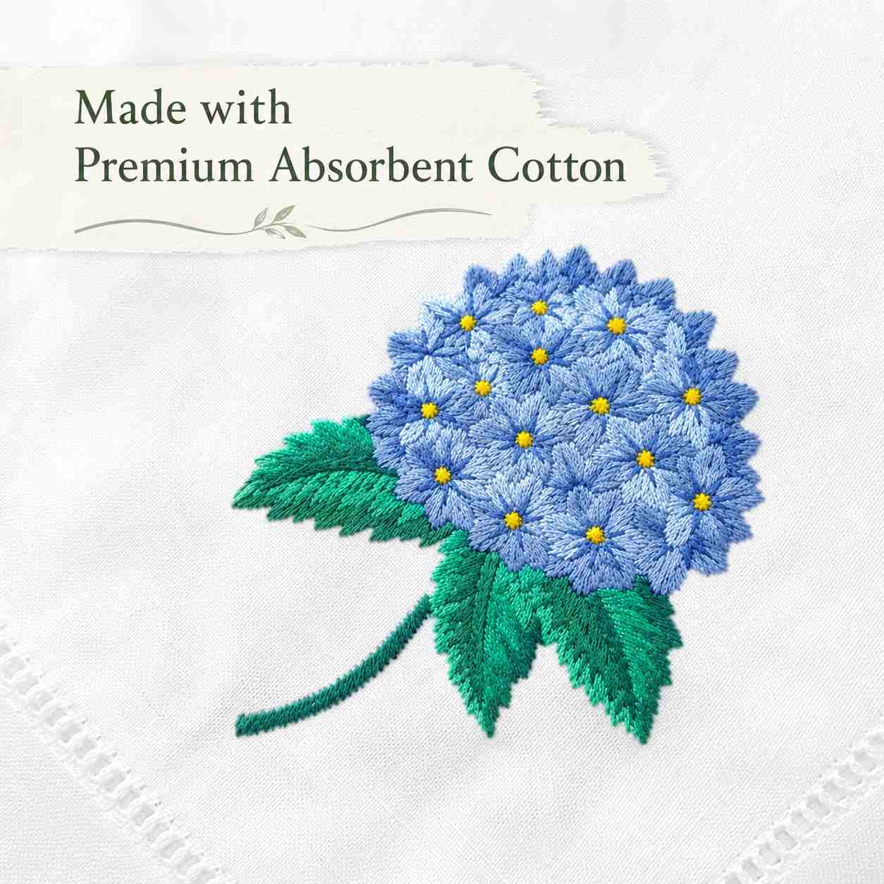 CraftHoop Hydrangea Embroidered Cloth Napkins – Set of 4