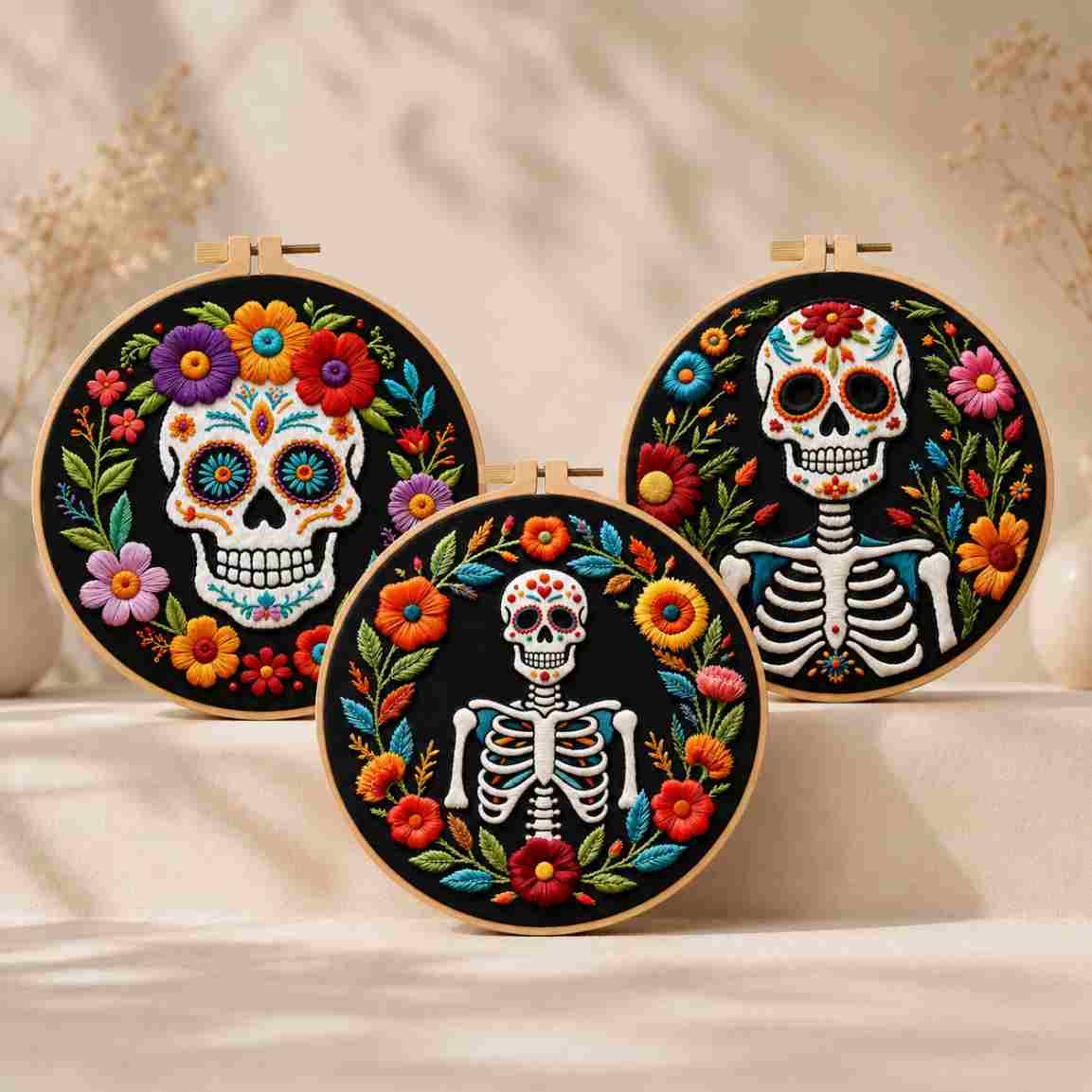 CraftHoop Floral Skeleton Embroidery Kit