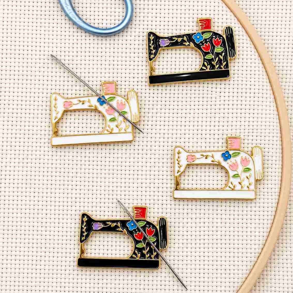 Magnetic Needle Holders: Floral Sewing Machine