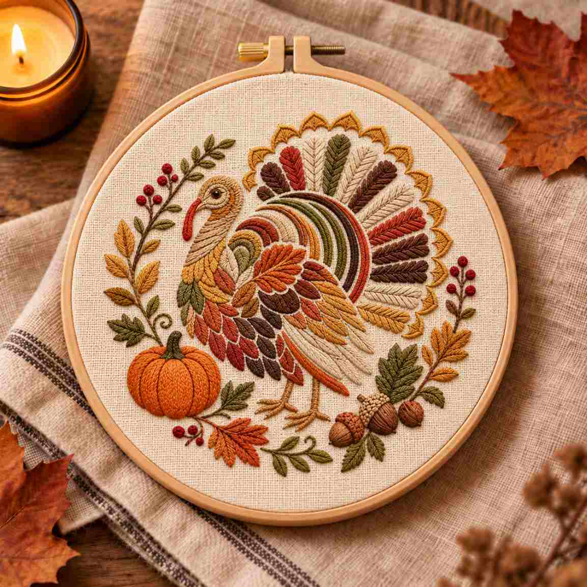 CraftHoop Happy Thanksgiving Embroidery Kit
