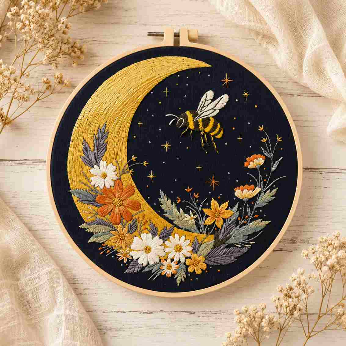 CraftHoop Moonlight Bugs Embroidery Kit