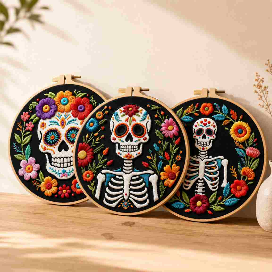 CraftHoop Floral Skeleton Embroidery Kit