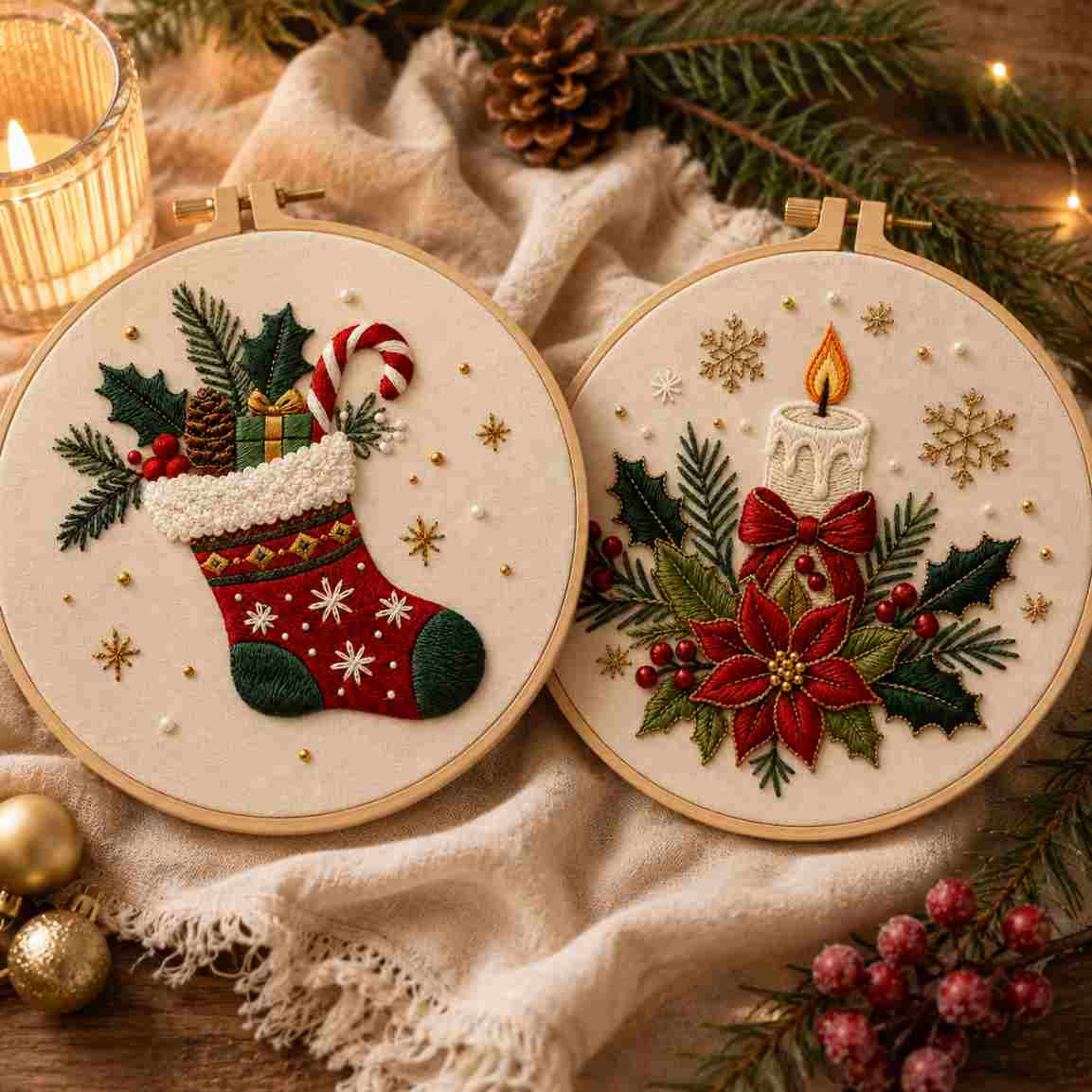 CraftHoop Christmas Treasures Embroidery Kit