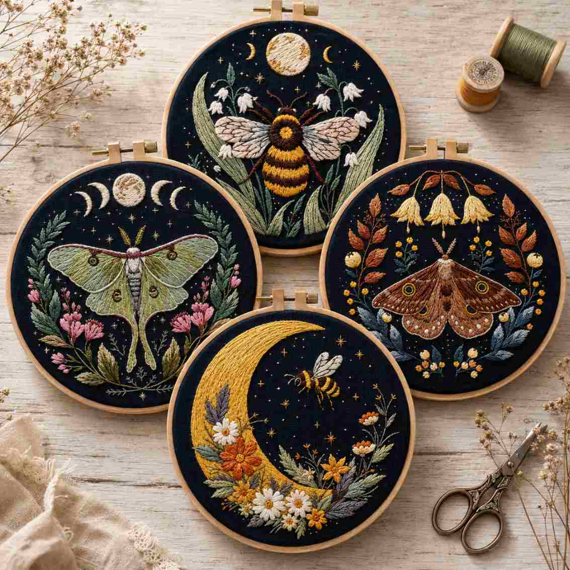 CraftHoop Moonlight Bugs Embroidery Kit