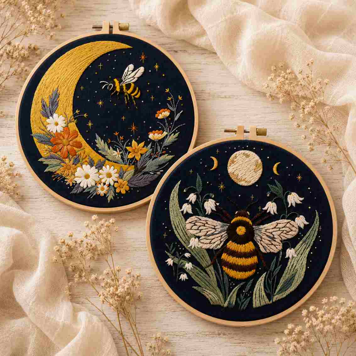 CraftHoop Moonlight Bugs Embroidery Kit