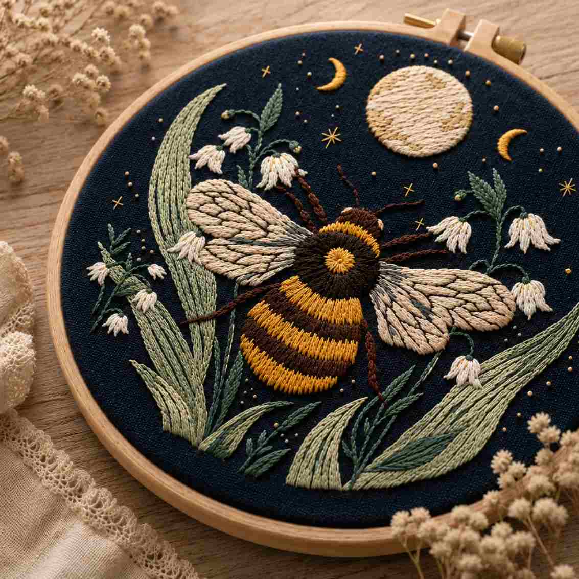 CraftHoop Moonlight Bugs Embroidery Kit