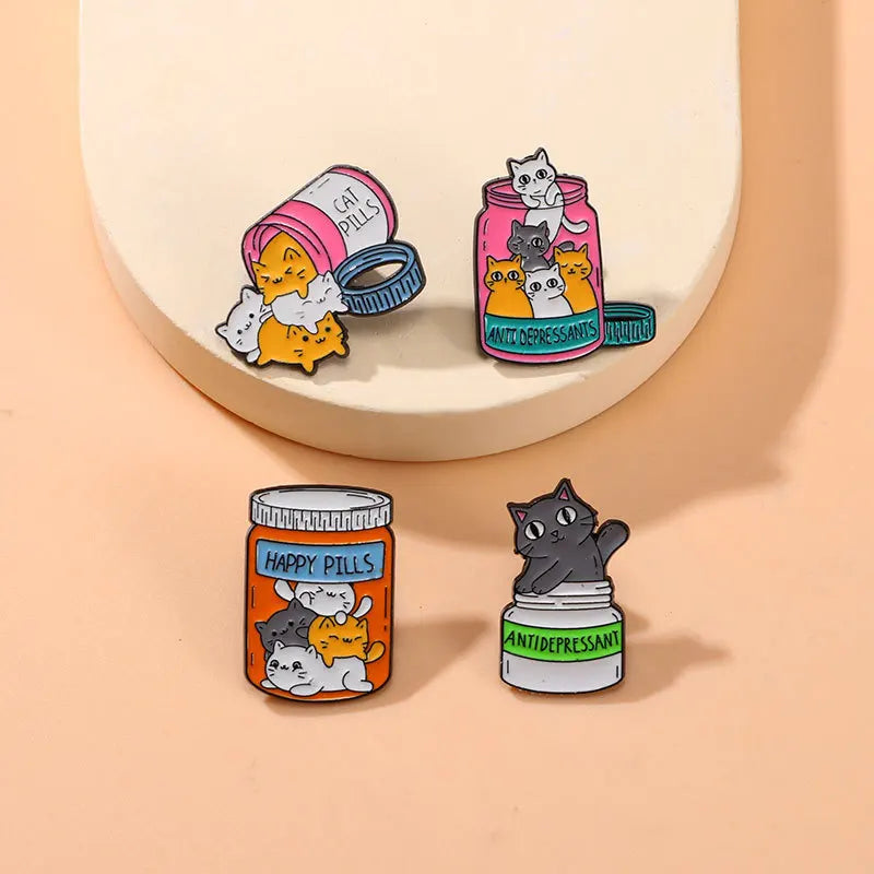 CraftHoop Cat Happy Pills Pins