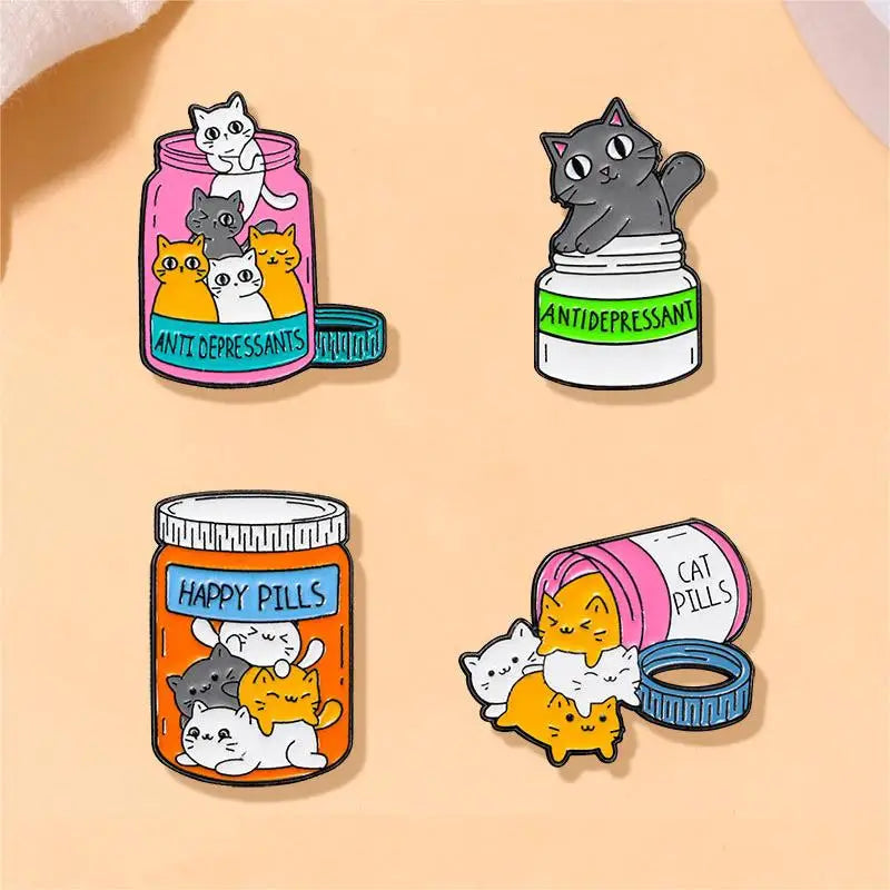 CraftHoop Cat Happy Pills Pins