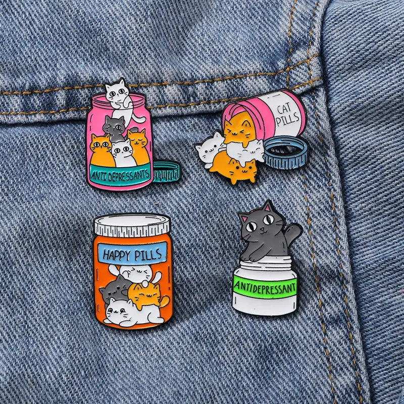 CraftHoop Cat Happy Pills Pins