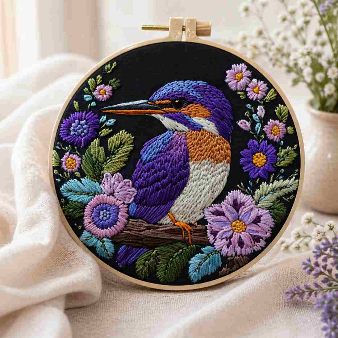 CraftHoop Royal Kingfisher Embroidery Kit