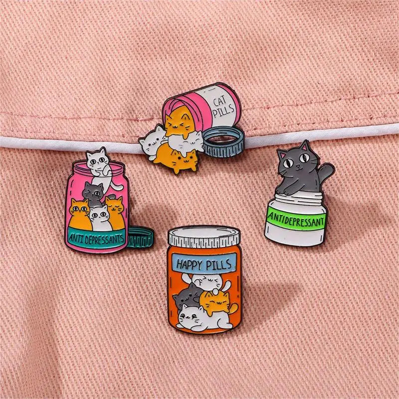 CraftHoop Cat Happy Pills Pins