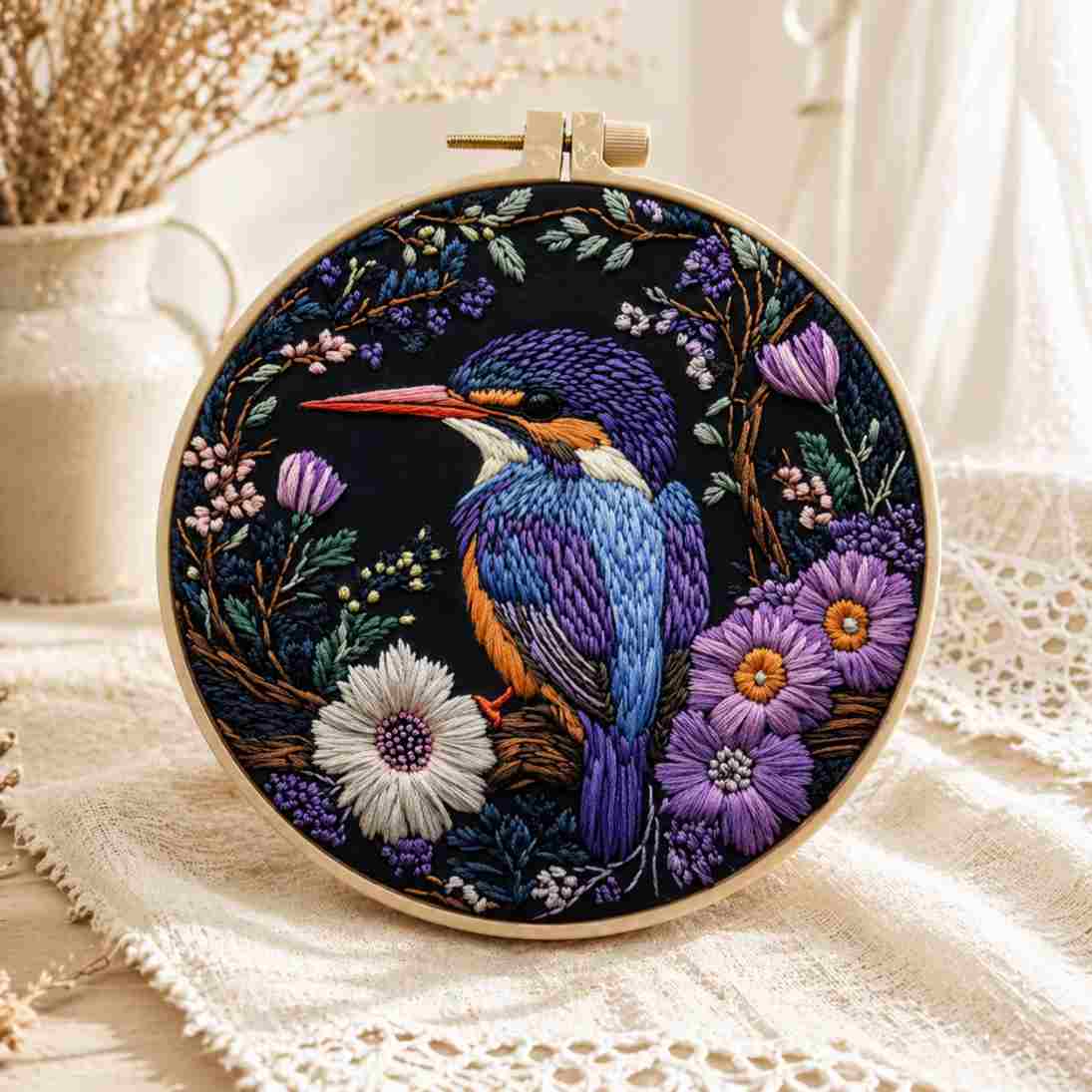 CraftHoop Royal Kingfisher Embroidery Kit