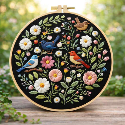 CraftHoop Wildflower Birds Embroidery Kit