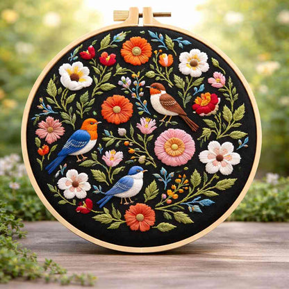 CraftHoop Wildflower Birds Embroidery Kit