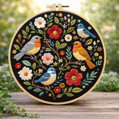 CraftHoop Wildflower Birds Embroidery Kit