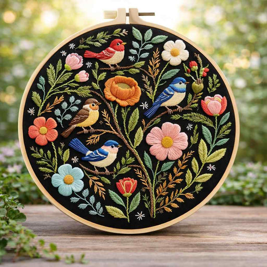 CraftHoop Wildflower Birds Embroidery Kit