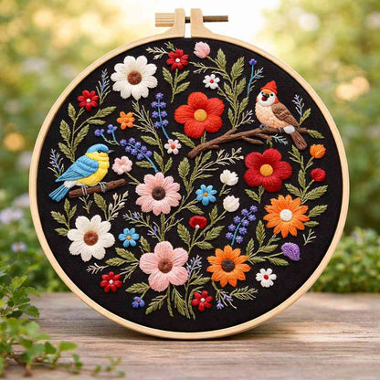 CraftHoop Wildflower Birds Embroidery Kit