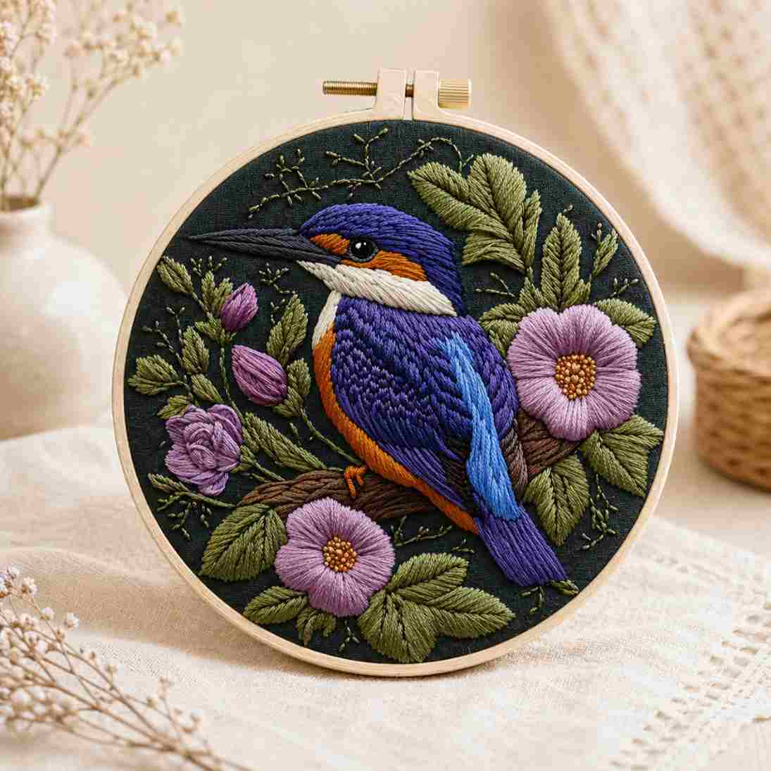 CraftHoop Royal Kingfisher Embroidery Kit