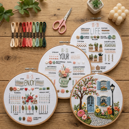 CraftHoop Beginner Stitch Sampler & Italian Scene Embroidery Kit