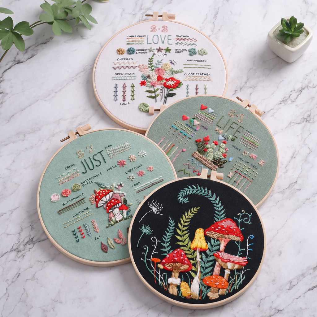 CraftHoop 3-Piece Learn & Stitch Embroidery Starter Kit