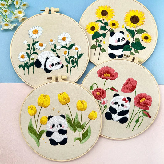 CraftHoop Sweet Panda Embroidery Kit