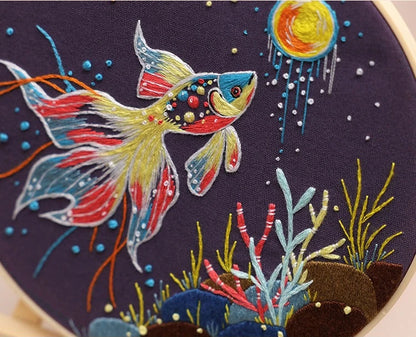 CraftHoop Starry Goldfish Embroidery Kit