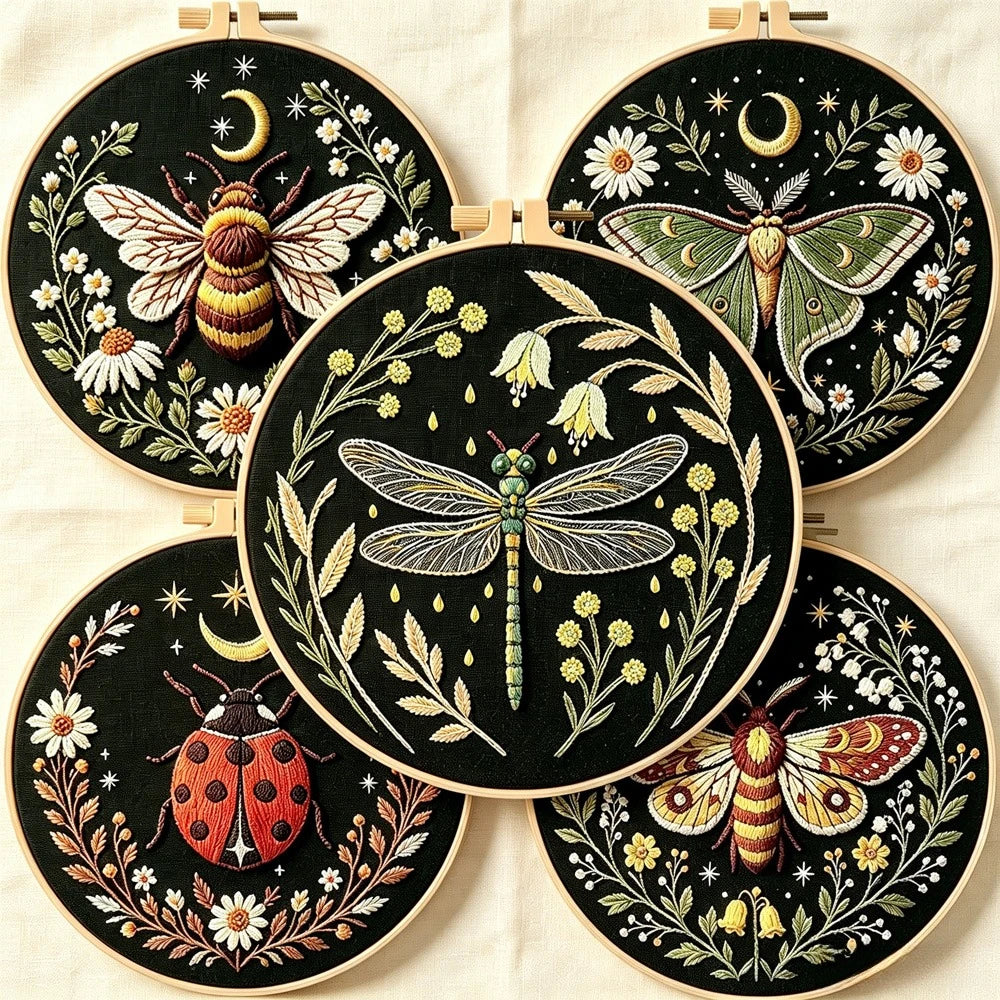 CraftHoop Midnight Garden Bugs Embroidery Kit
