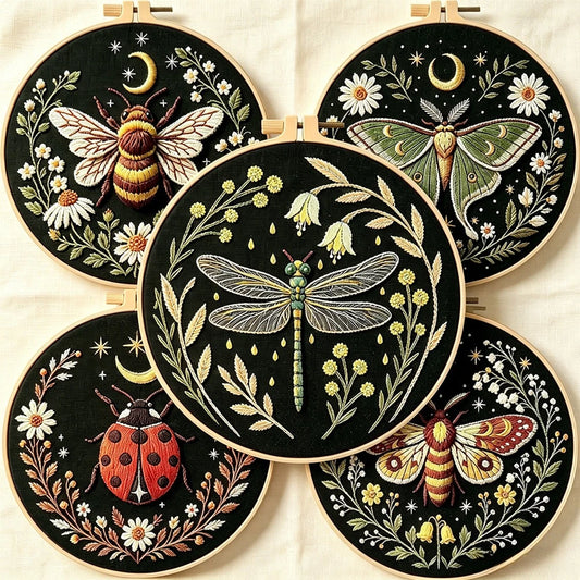 CraftHoop Midnight Garden Bugs Embroidery Kit