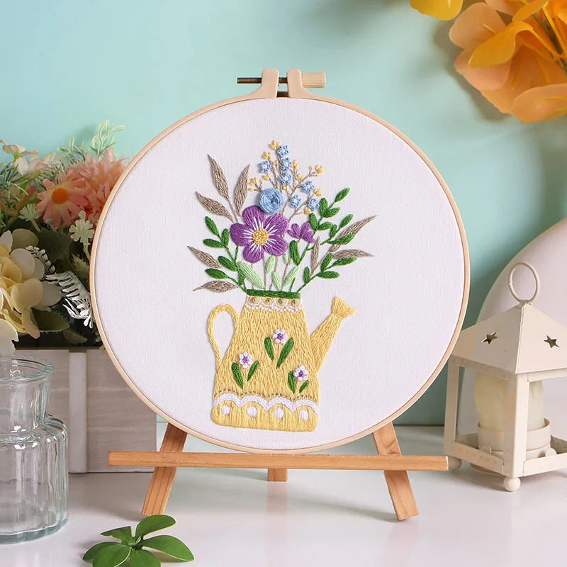 CraftHoop Blooming Vases 3-Piece Embroidery Kit Set