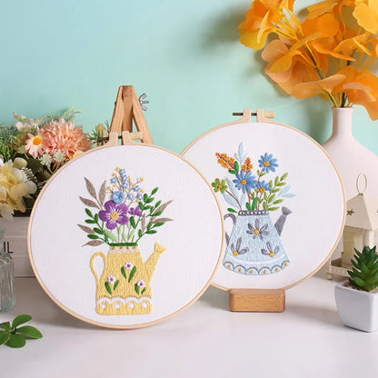 CraftHoop Blooming Vases 3-Piece Embroidery Kit Set