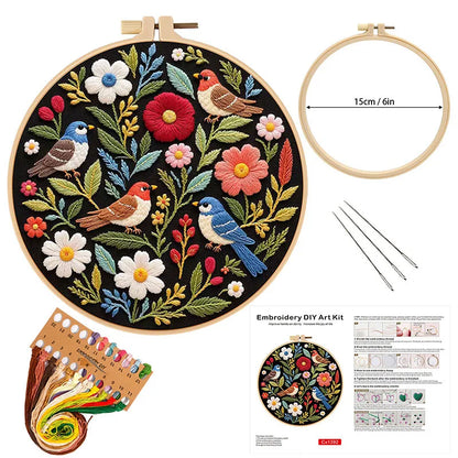 CraftHoop Wildflower Birds Embroidery Kit