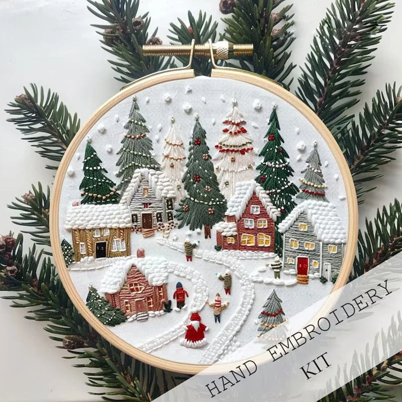 CraftHoop 4-Piece Cozy Christmas Embroidery Kit