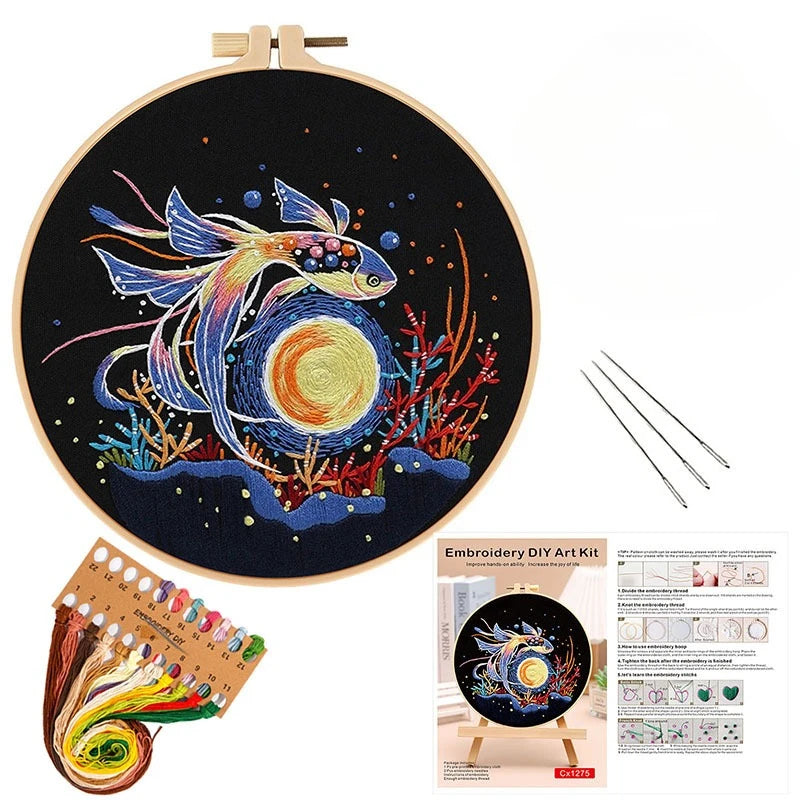 CraftHoop Starry Goldfish Embroidery Kit