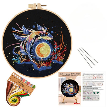 CraftHoop Starry Goldfish Embroidery Kit