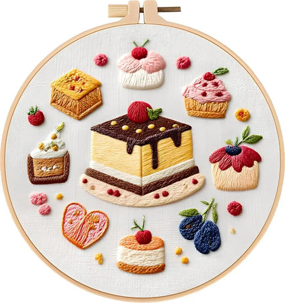 CraftHoop French Patisserie Desserts Embroidery Kit
